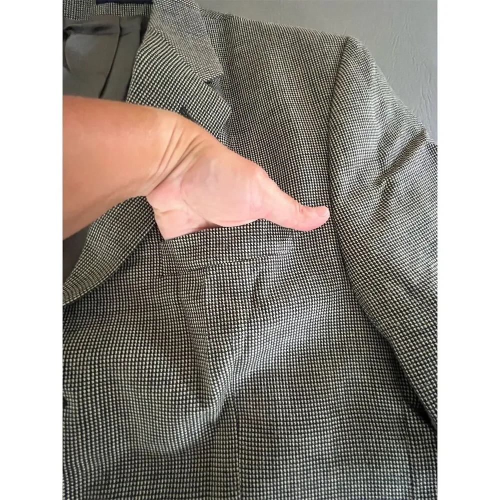 Ralph Lauren‎ Men's Vintage Gray Check Blazer Size 43 L Formal 3-Button